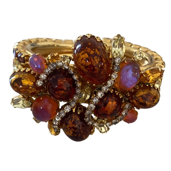 VTG SCHRAGER FIFTH AVENUE rare iconic cuff bangle dragons breath rhinestones - Picture 13 of 15